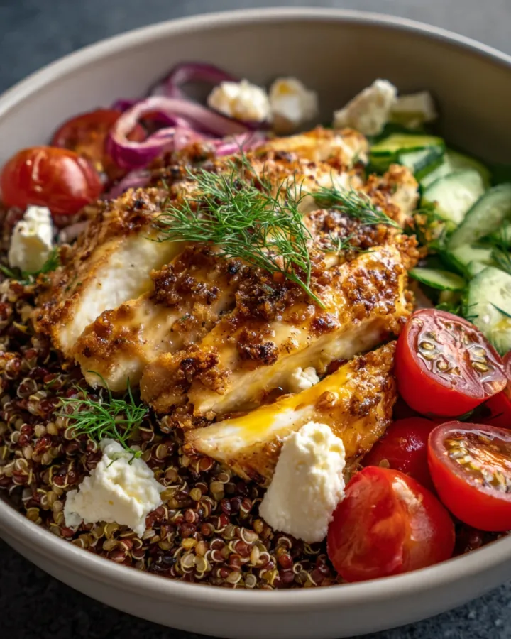 Baked Feta Chicken Quinoa Bowls
