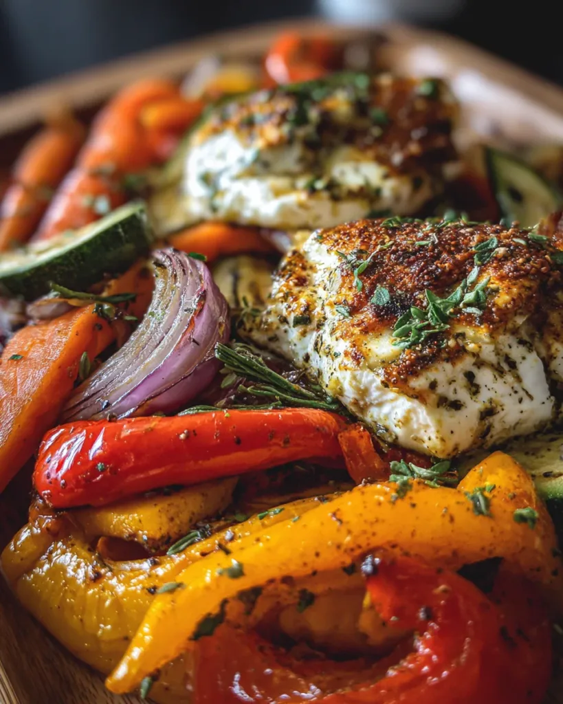Baked Feta Chicken with Roasted Veggies
