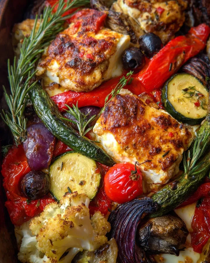 Baked Feta Chicken with Roasted Veggies