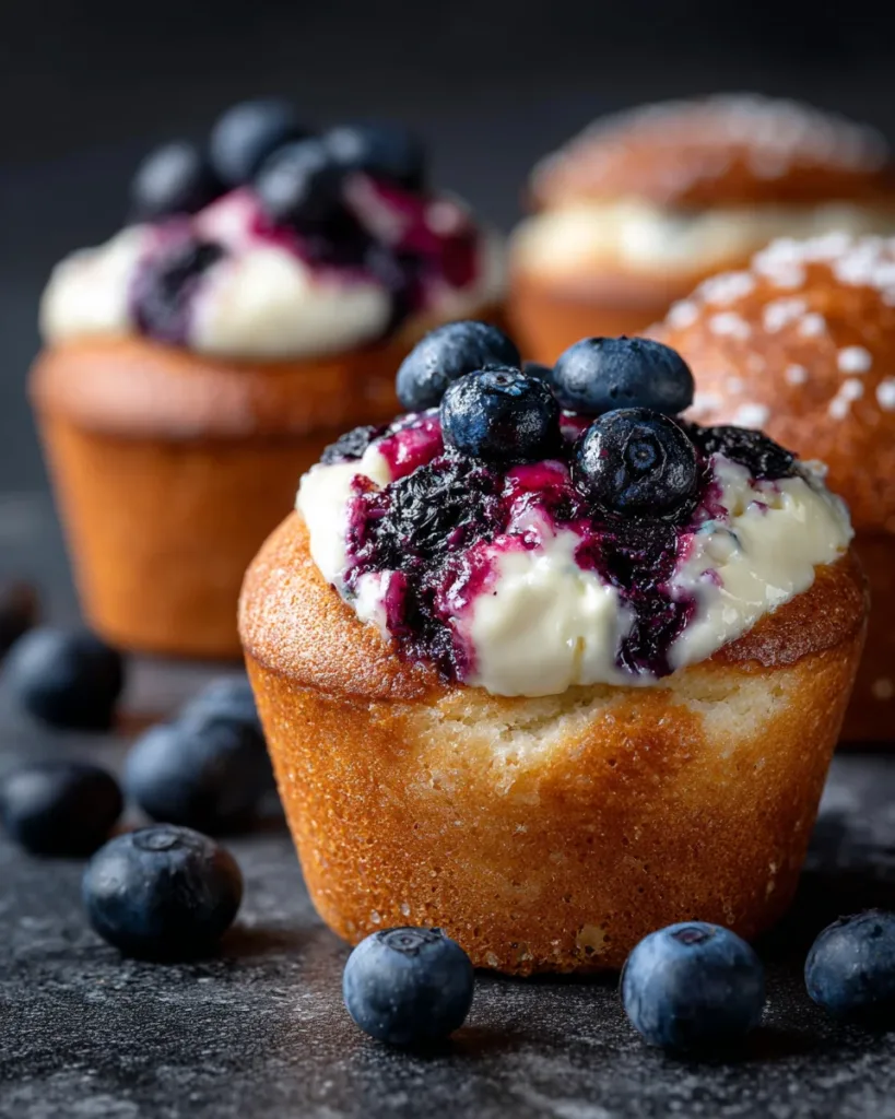 Blueberry Cream Cheese Stuffed Donut Muffins