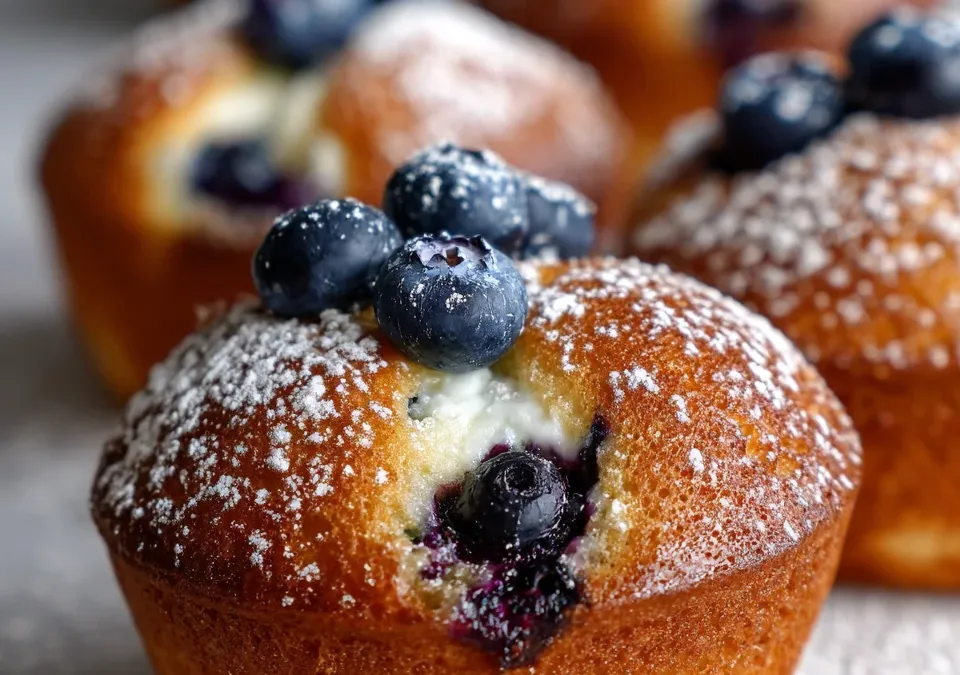Blueberry Cream Cheese Stuffed Donut Muffins