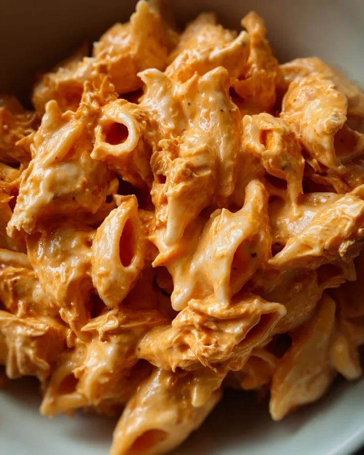 Buffalo Chicken Cottage Cheese Pasta