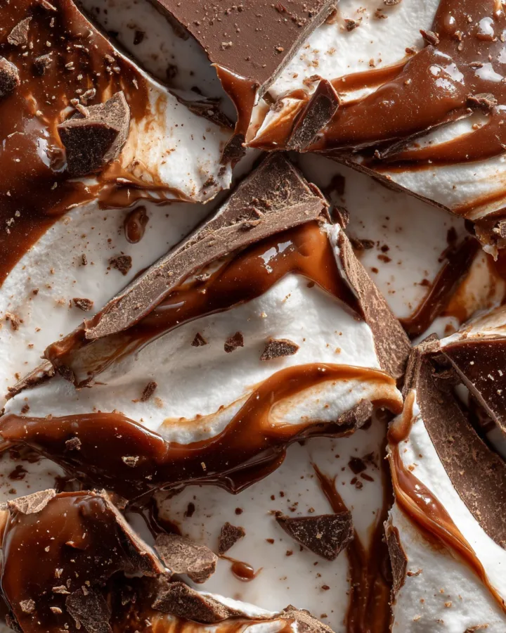 Frozen Yogurt Bark with Chocolate Shell Crack