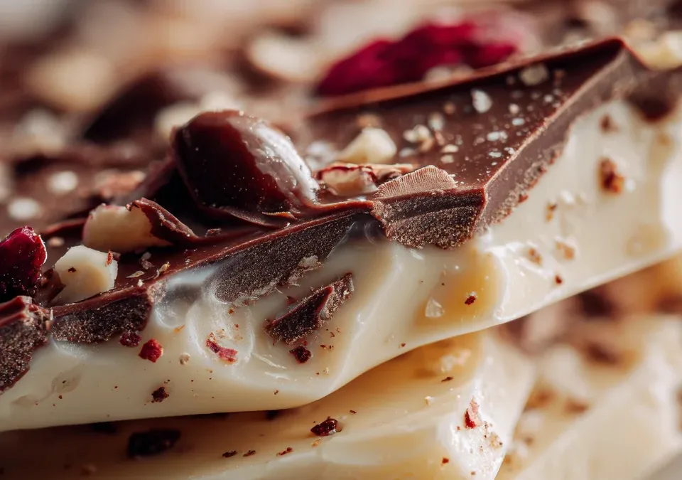 Frozen Yogurt Bark with Chocolate Shell Crack