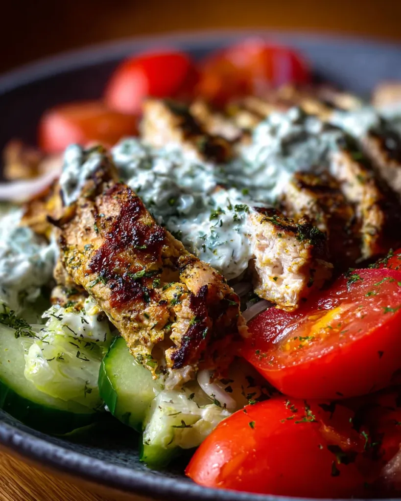 Greek Chicken Souvlaki Bowls with Tzatziki