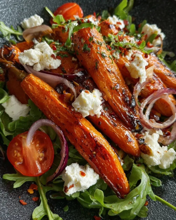 Hot Honey Roasted Carrot & Whipped Feta Salad