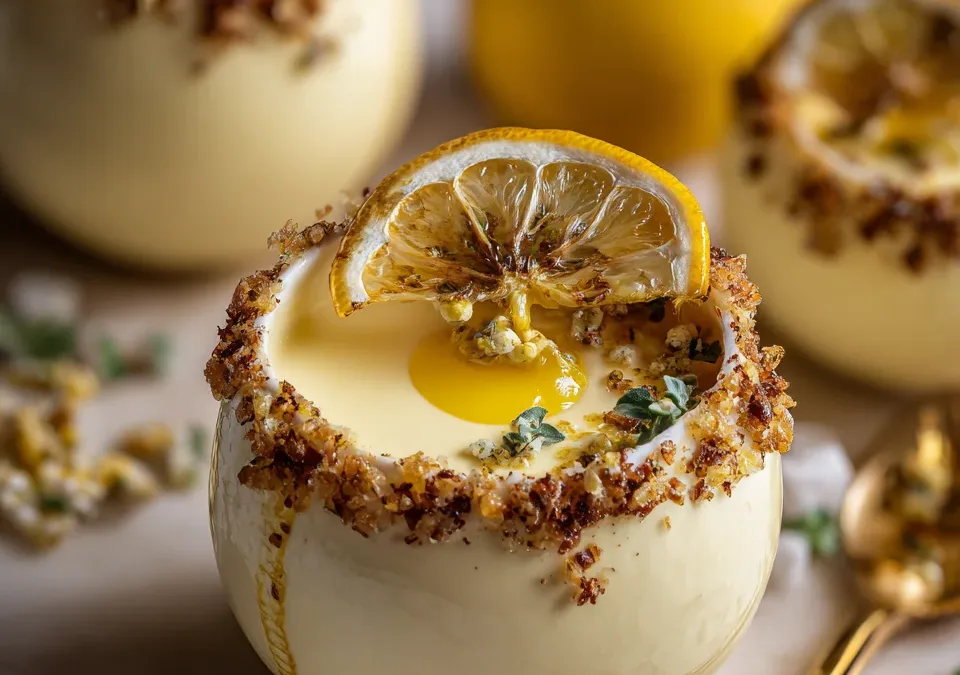 Lemon Posset in Lemon Shells