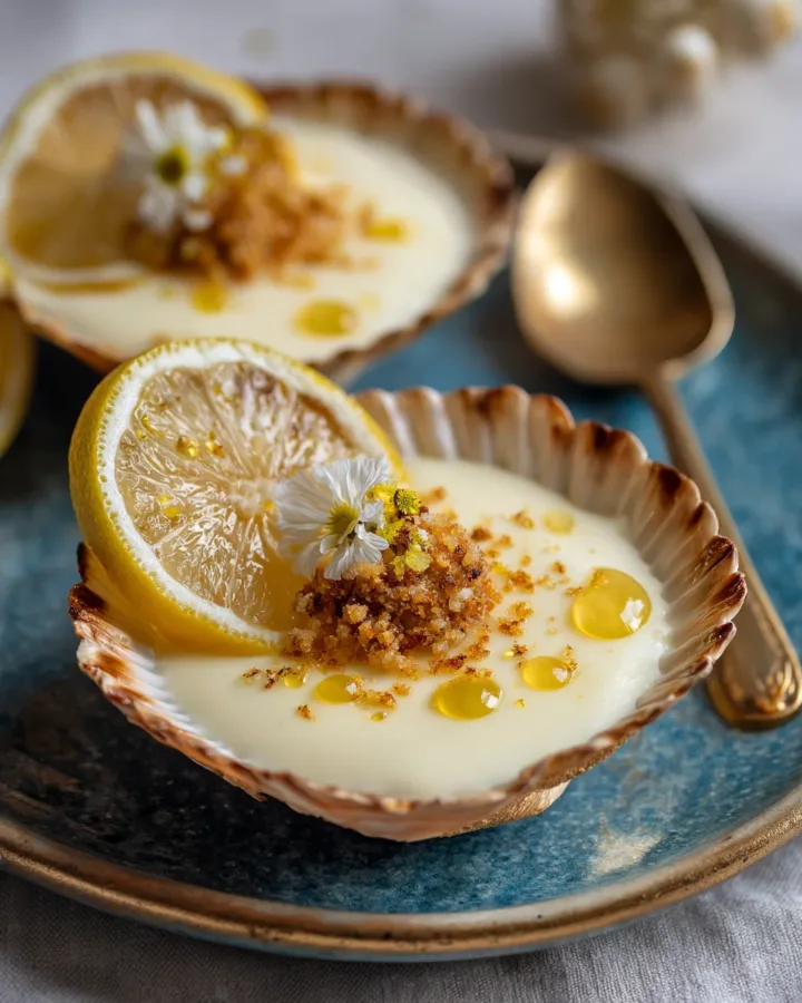 Lemon Posset in Lemon Shells