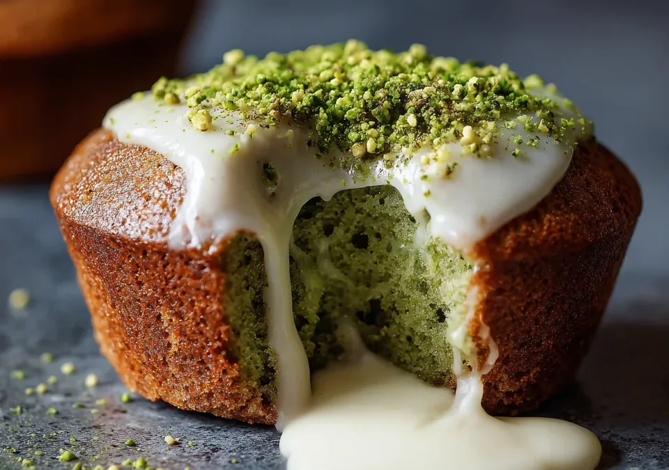 Matcha White Chocolate Lava Muffins