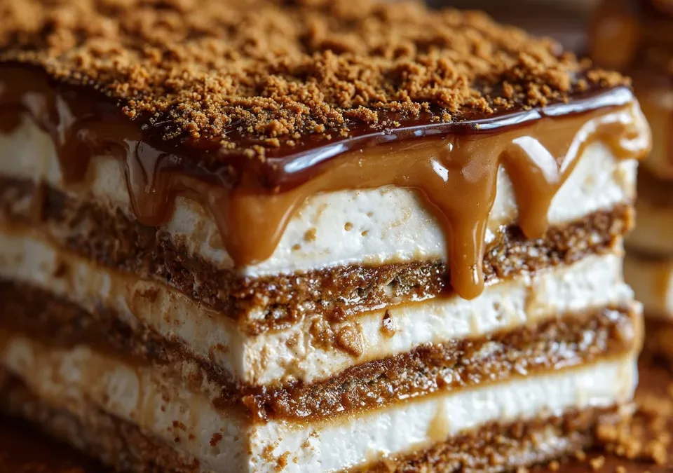 No-Bake Biscoff Cookie Butter Lasagna