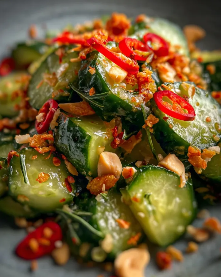 Smashed Cucumber & Chili Crunch Salad