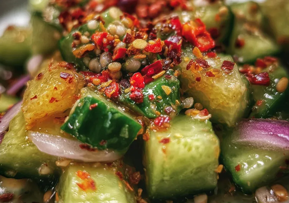 Smashed Cucumber & Chili Crunch Salad
