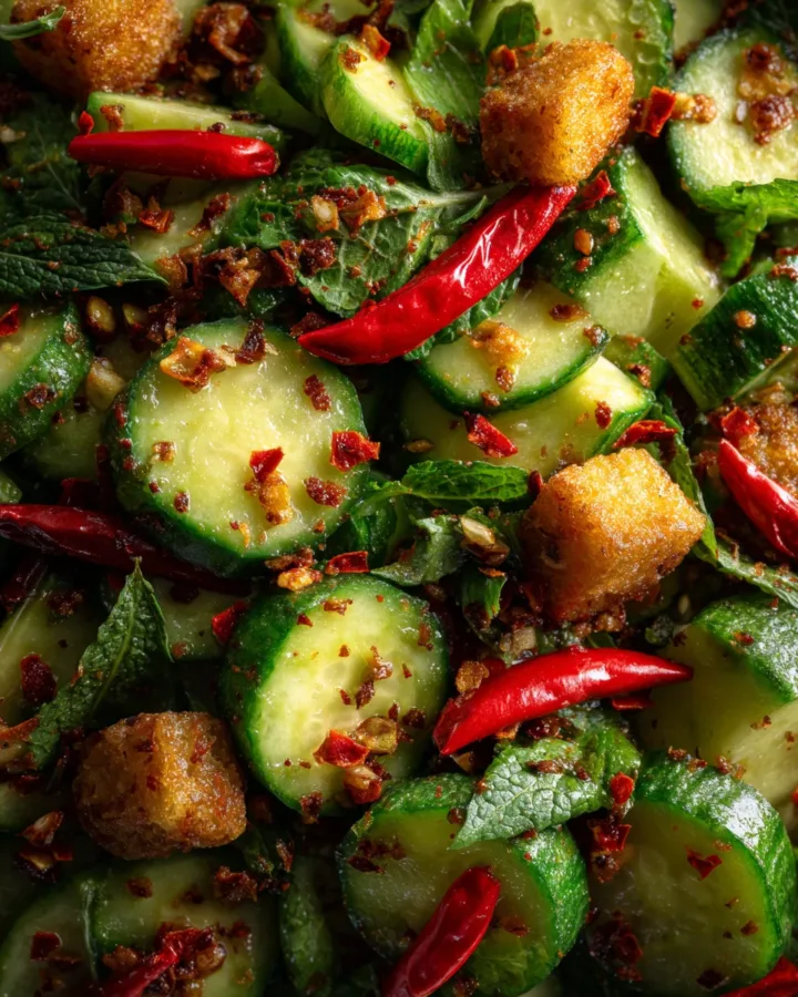 Smashed Cucumber & Chili Crunch Salad