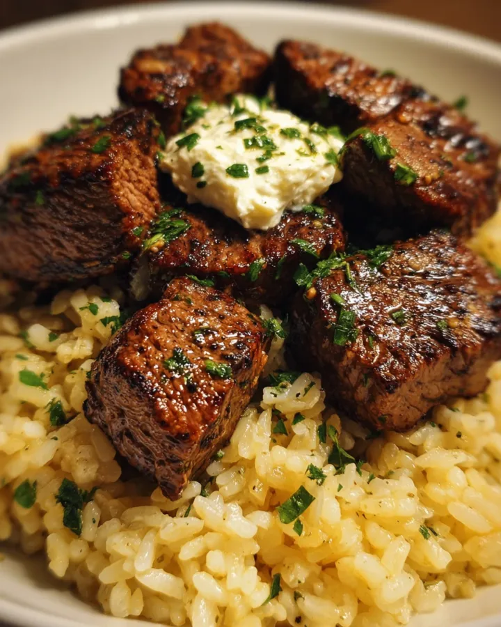 Steak Bites with Garlic Butter Rice