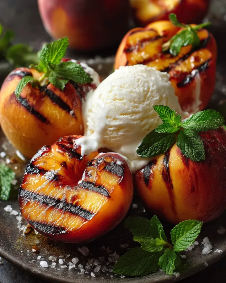 grilled peaches with ice cream