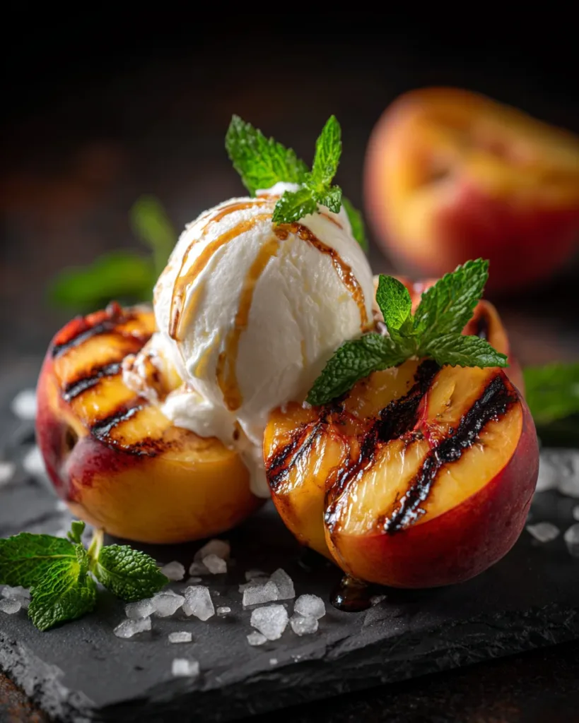 grilled peaches with ice cream