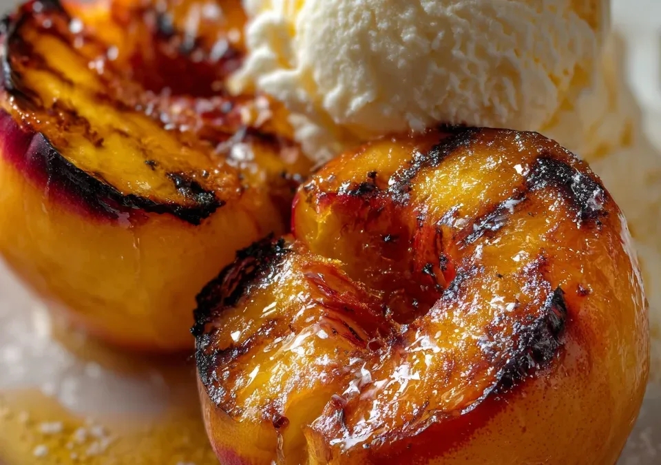 grilled peaches with ice cream