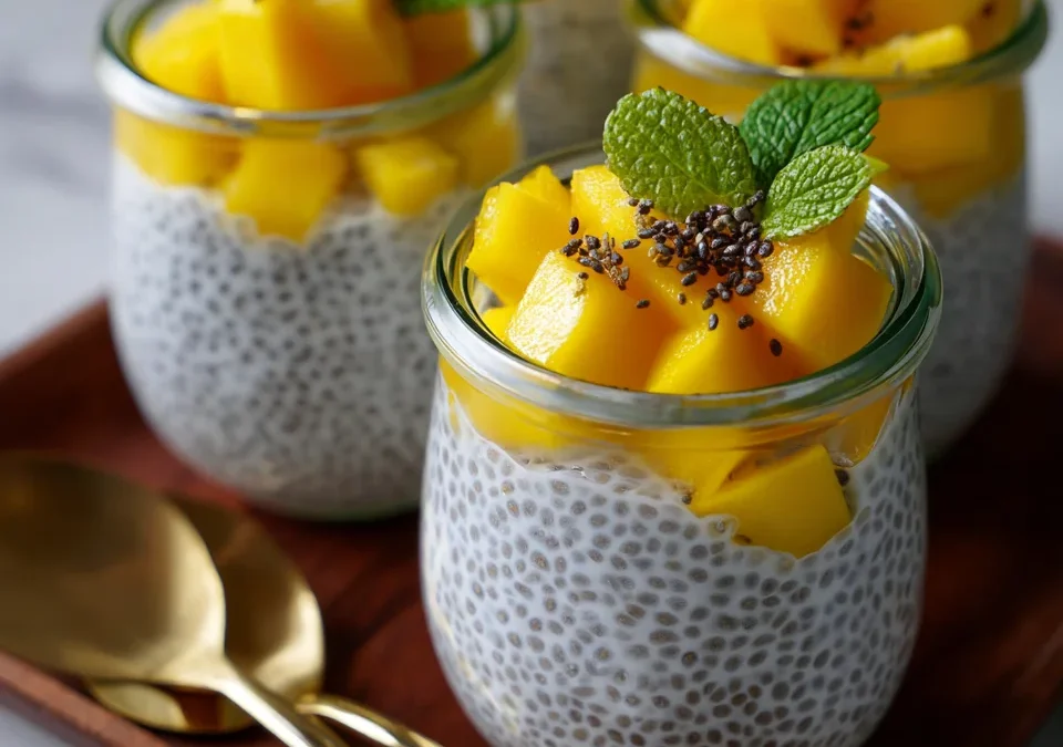 Chilled Mango Sago Chia Seed Pudding Jars