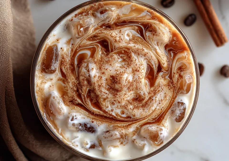 Cinnamon Roll Iced Latte Overnight Oats