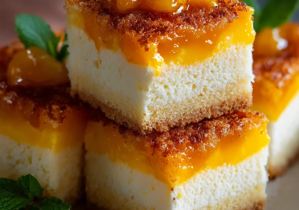 Coconut Mango Mochi Cake Bars
