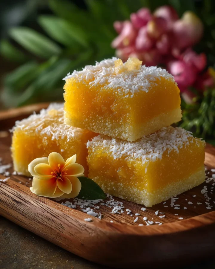 Coconut Mango Mochi Cake Bars