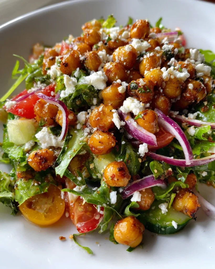 Crispy Chickpea Mediterranean Chopped Salad