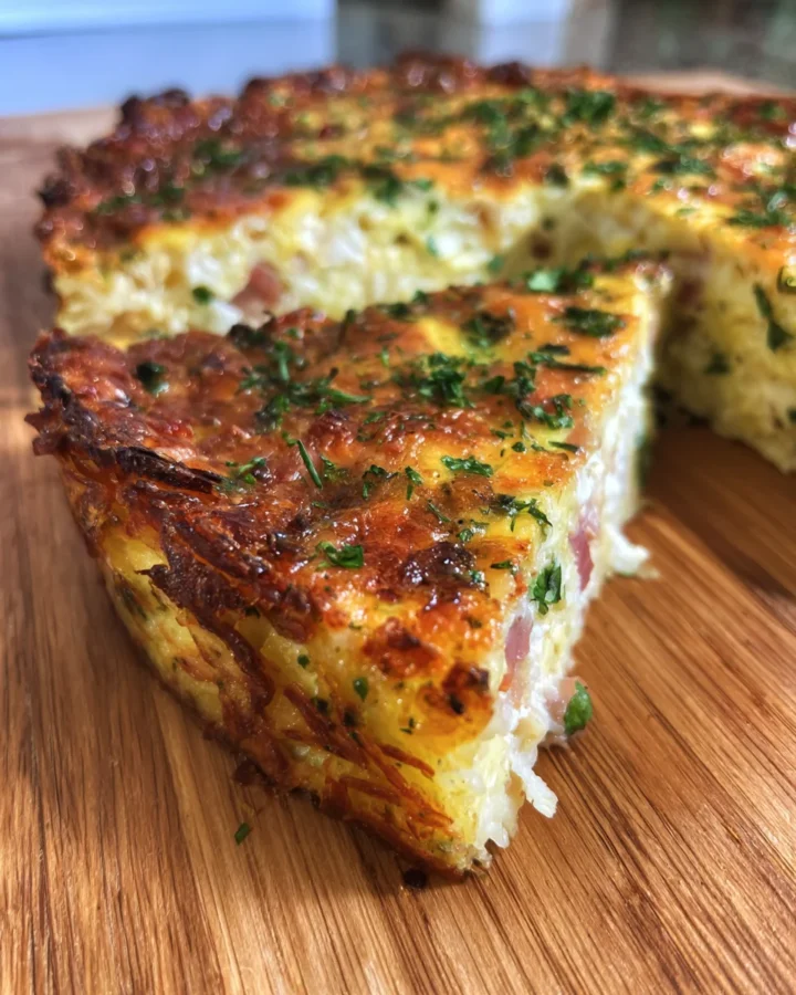 Crispy Hashbrown Crust Loaded Quiche