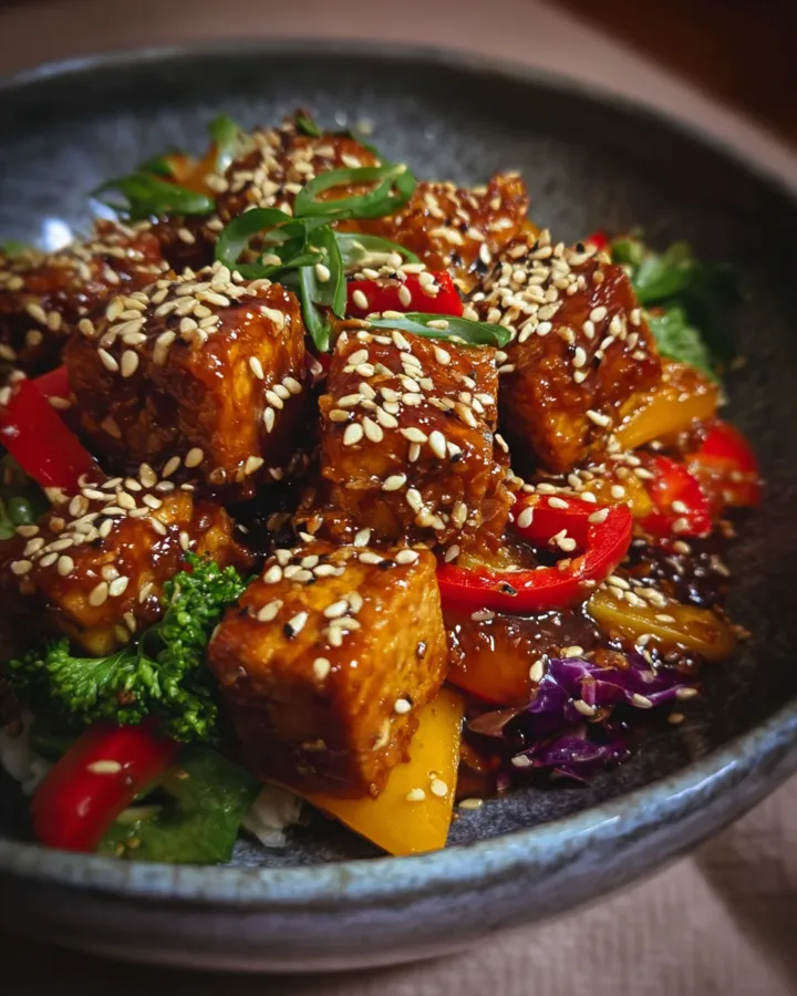 Crispy Tofu Stir Fry with Sesame Ginger Sauce