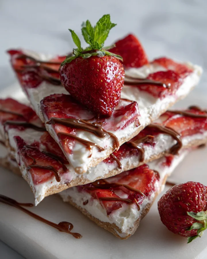 Frozen Strawberry Cheesecake Protein Bark