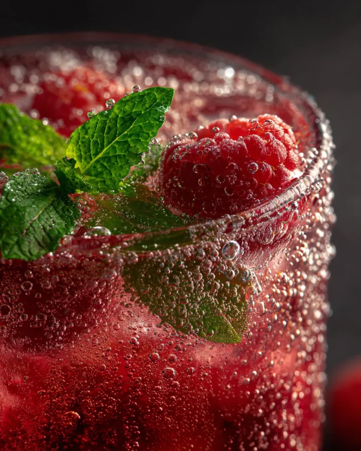 Gut Healthy Sparkling Raspberry Hibiscus Mocktail