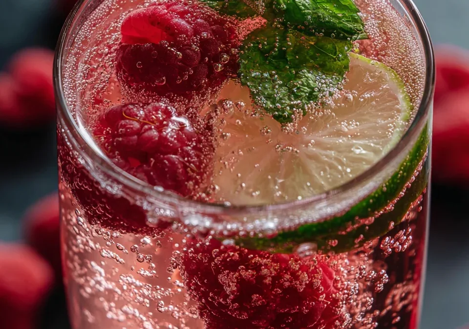 Gut Healthy Sparkling Raspberry Hibiscus Mocktail