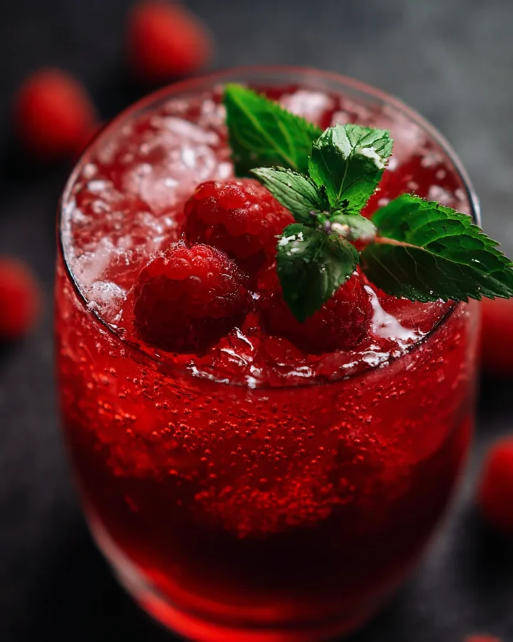 Gut Healthy Sparkling Raspberry Hibiscus Mocktail
