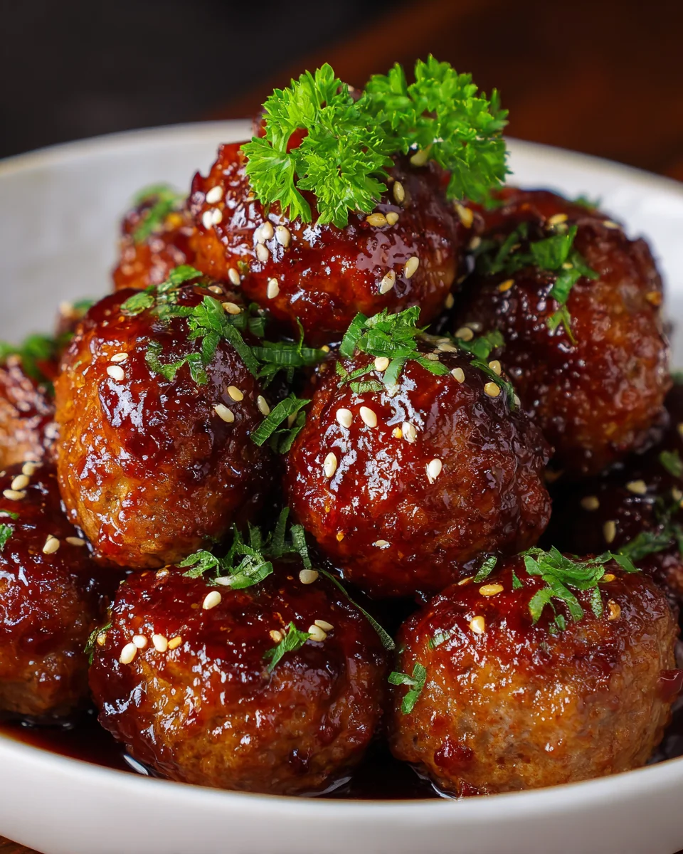 Honey Garlic Glazed Halal Beef Meatballs