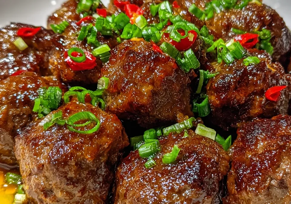 Honey Garlic Glazed Halal Beef Meatballs
