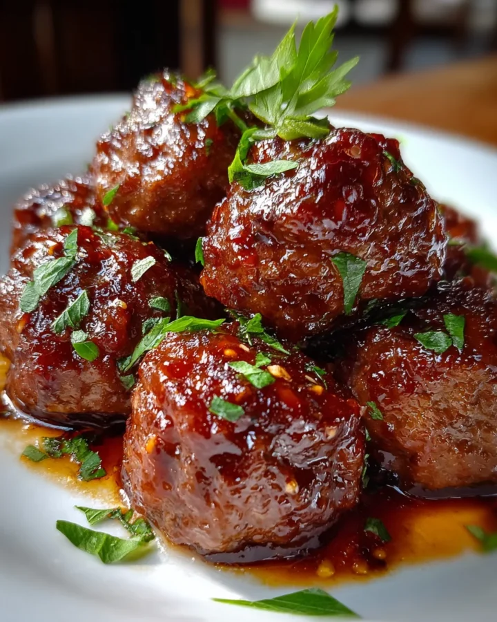 Honey Garlic Glazed Halal Beef Meatballs