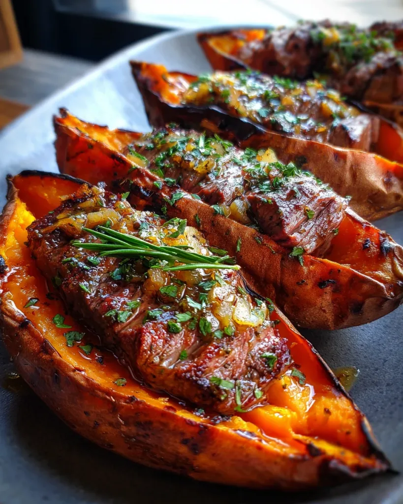 Hot Honey Melting Sweet Potatoes with Steak (2)