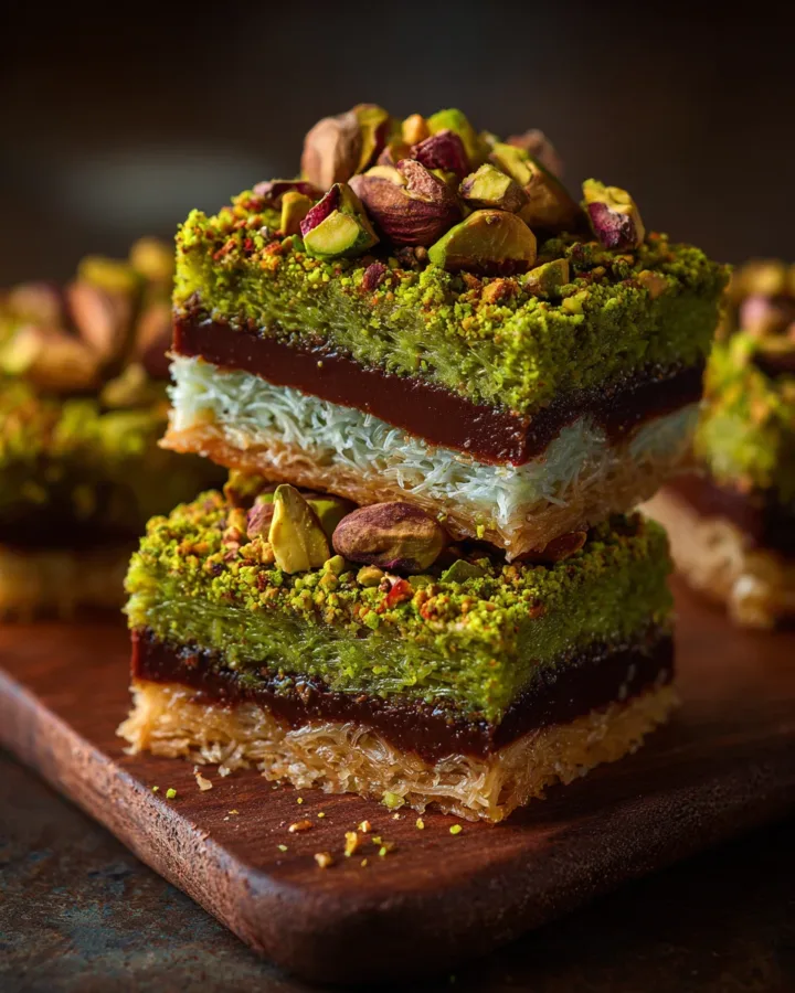 No-Bake Pistachio Kunafa Chocolate Bars