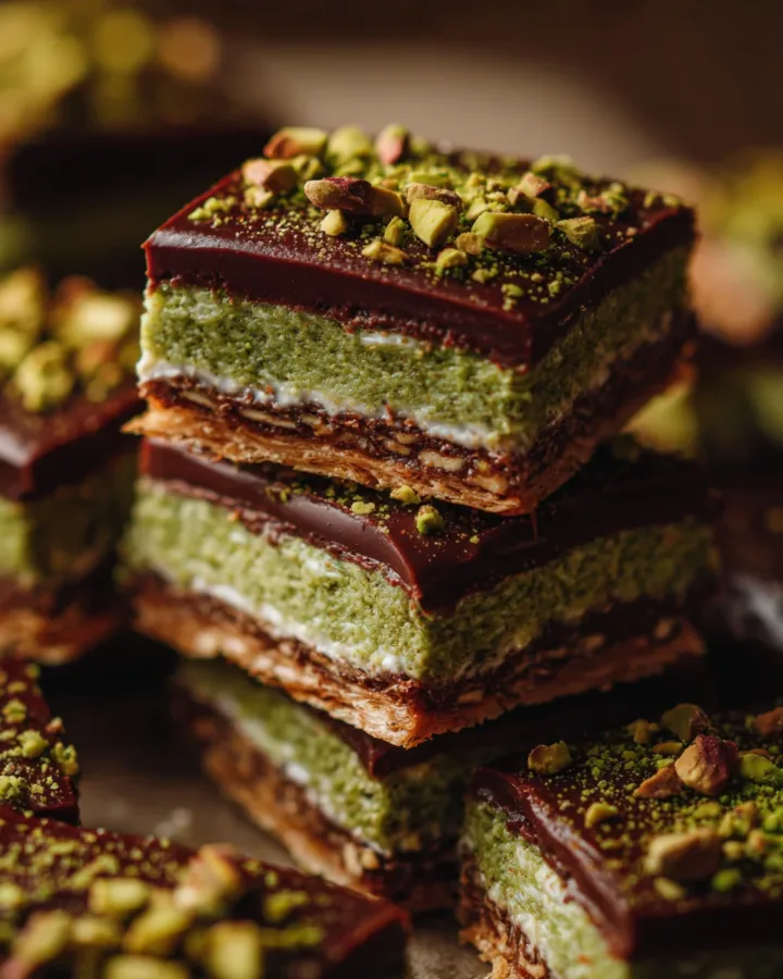 No-Bake Pistachio Kunafa Chocolate Bars