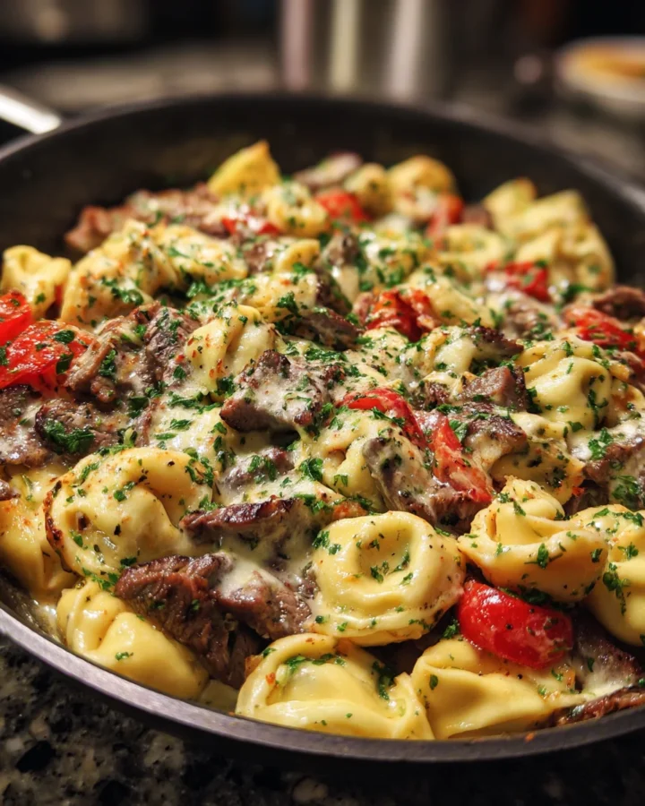 Philly Cheesesteak Tortellini Skillet