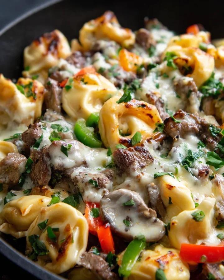 Philly Cheesesteak Tortellini Skillet