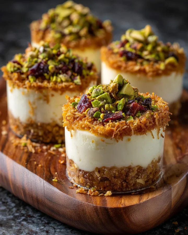 Pistachio Kunafa Cheesecake Cups