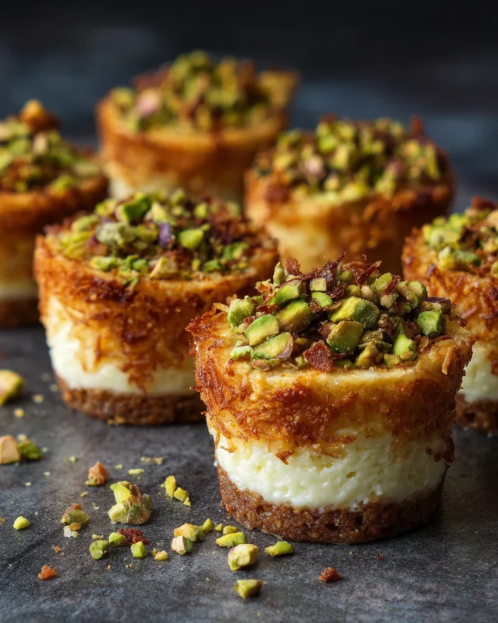 Pistachio Kunafa Cheesecake Cups