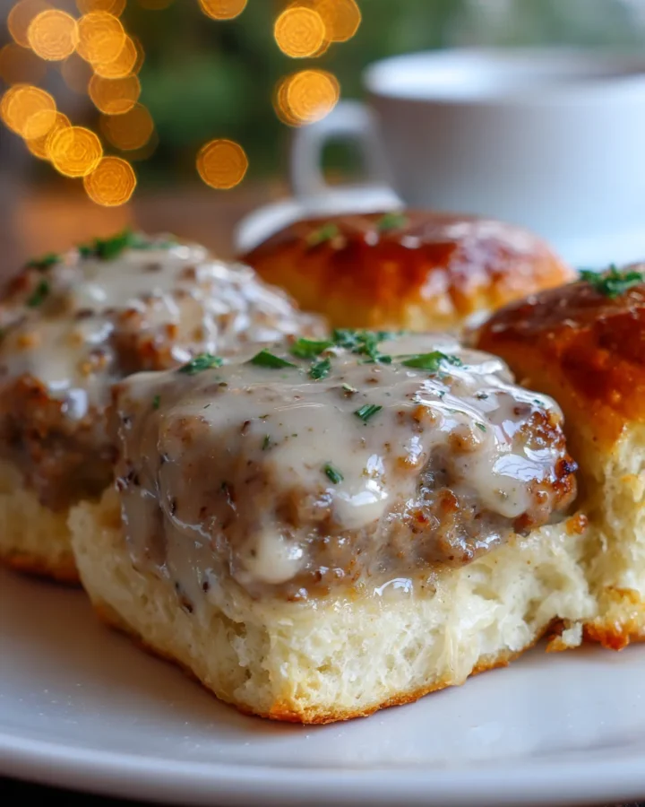Sausage Gravy Biscuit Breakfast Sliders