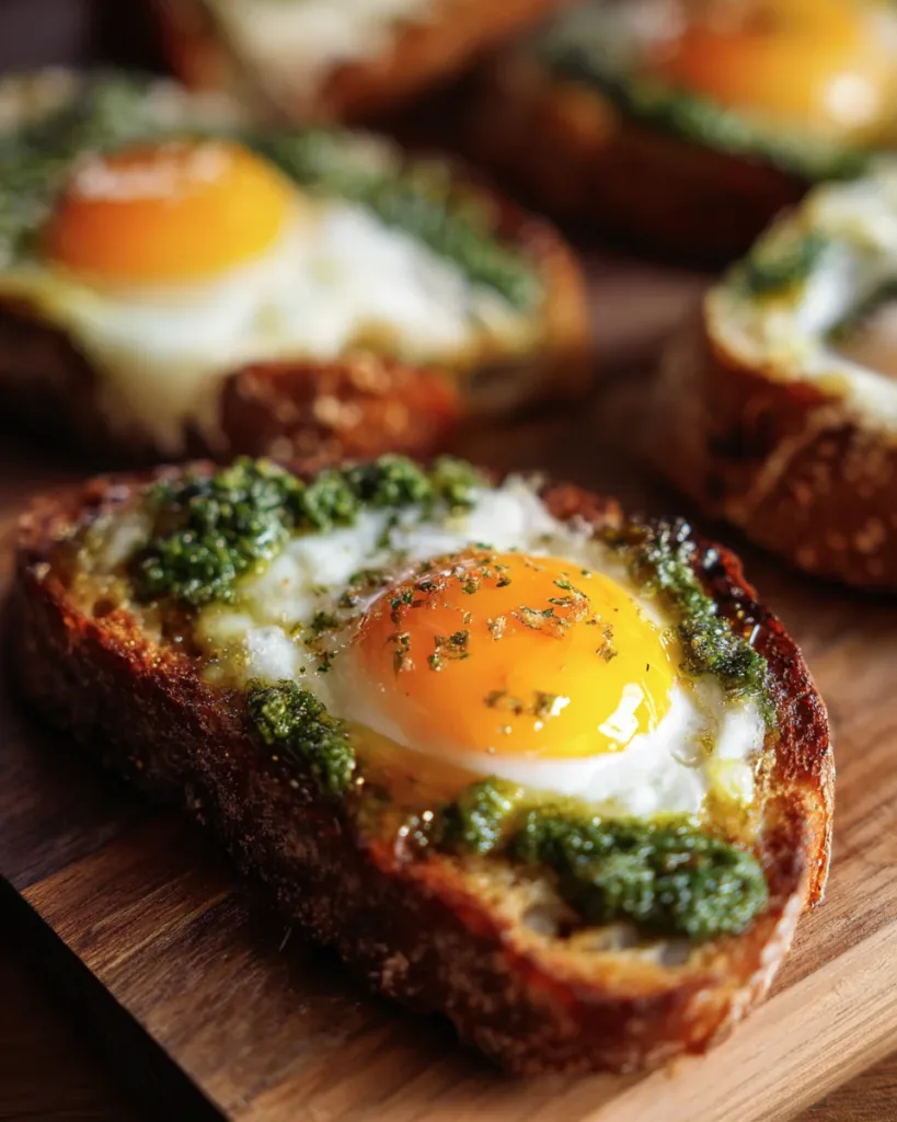 Savory Pesto Egg Toast with Hot Honey