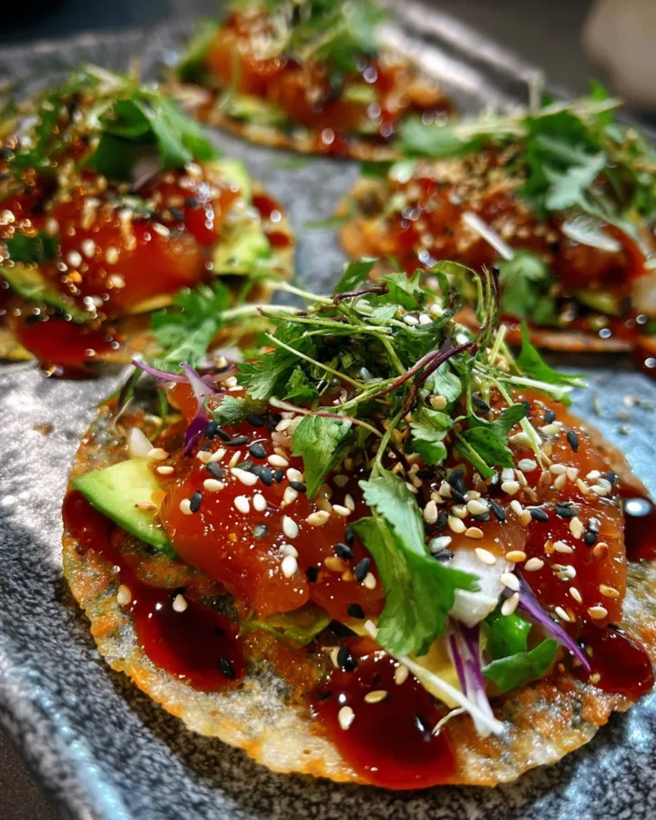 Spicy Tuna Rice Paper Tostadas
