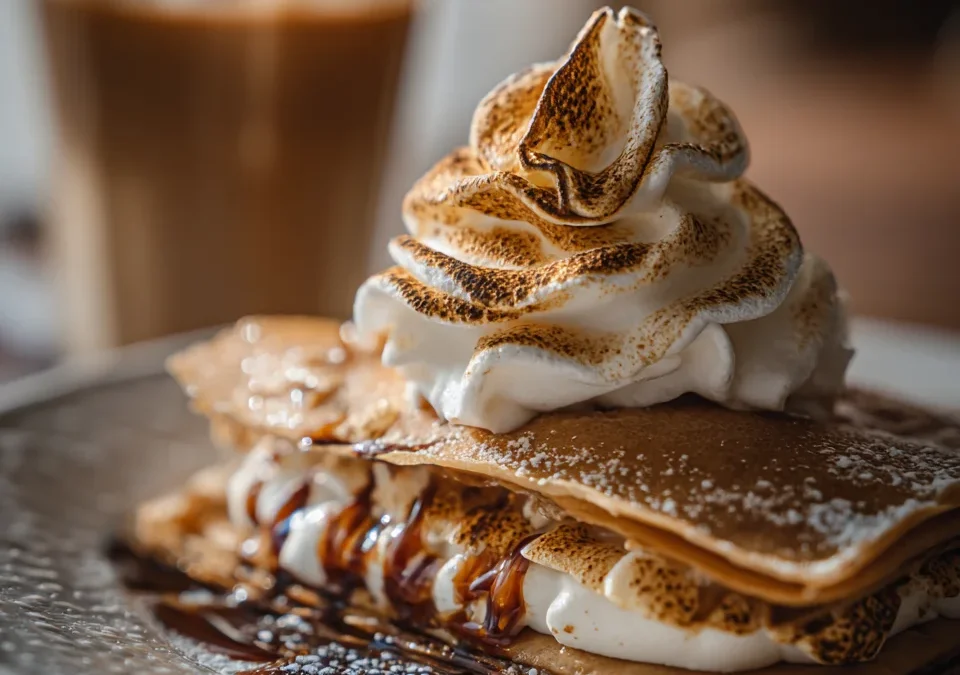 Whipped Espresso S’mores Iced Latte Crêpes