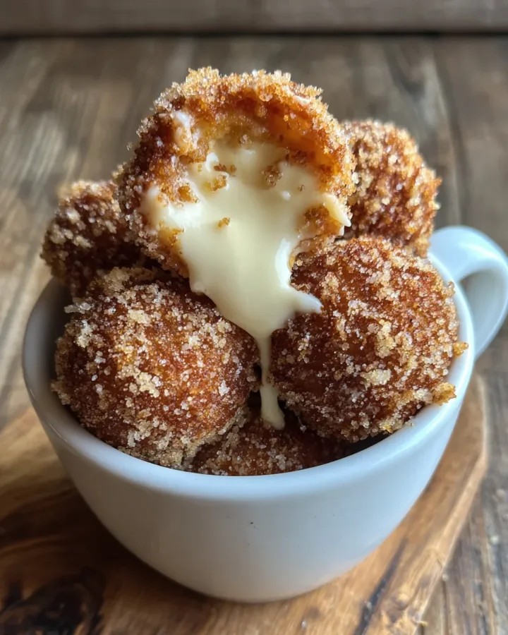 churro cheesecake bites in a cup