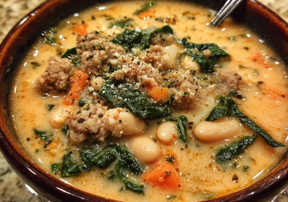 creamy tuscan white bean soup with sausage
