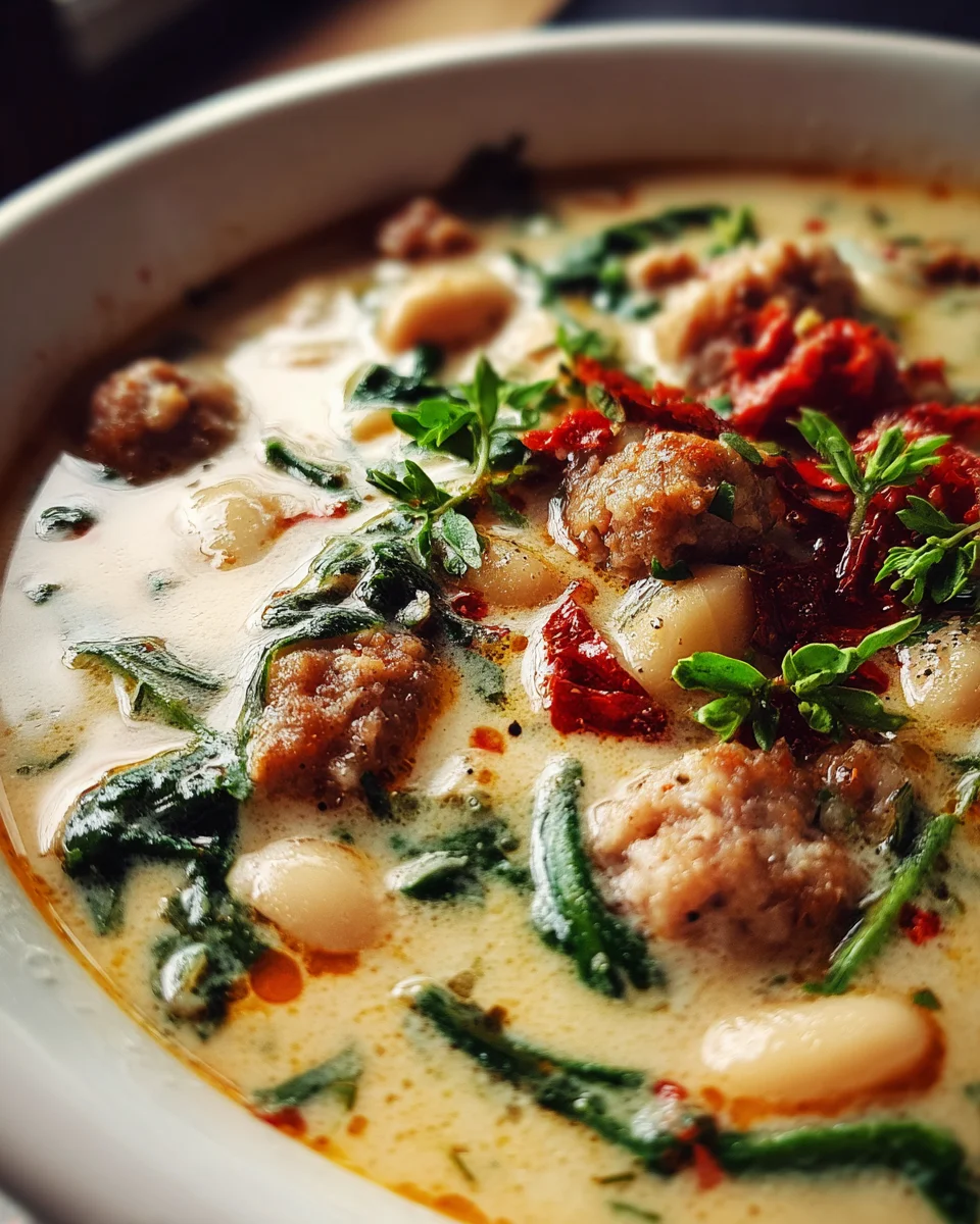 creamy tuscan white bean soup with sausage