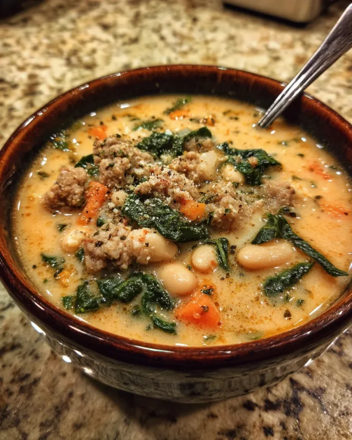 creamy tuscan white bean soup with sausage